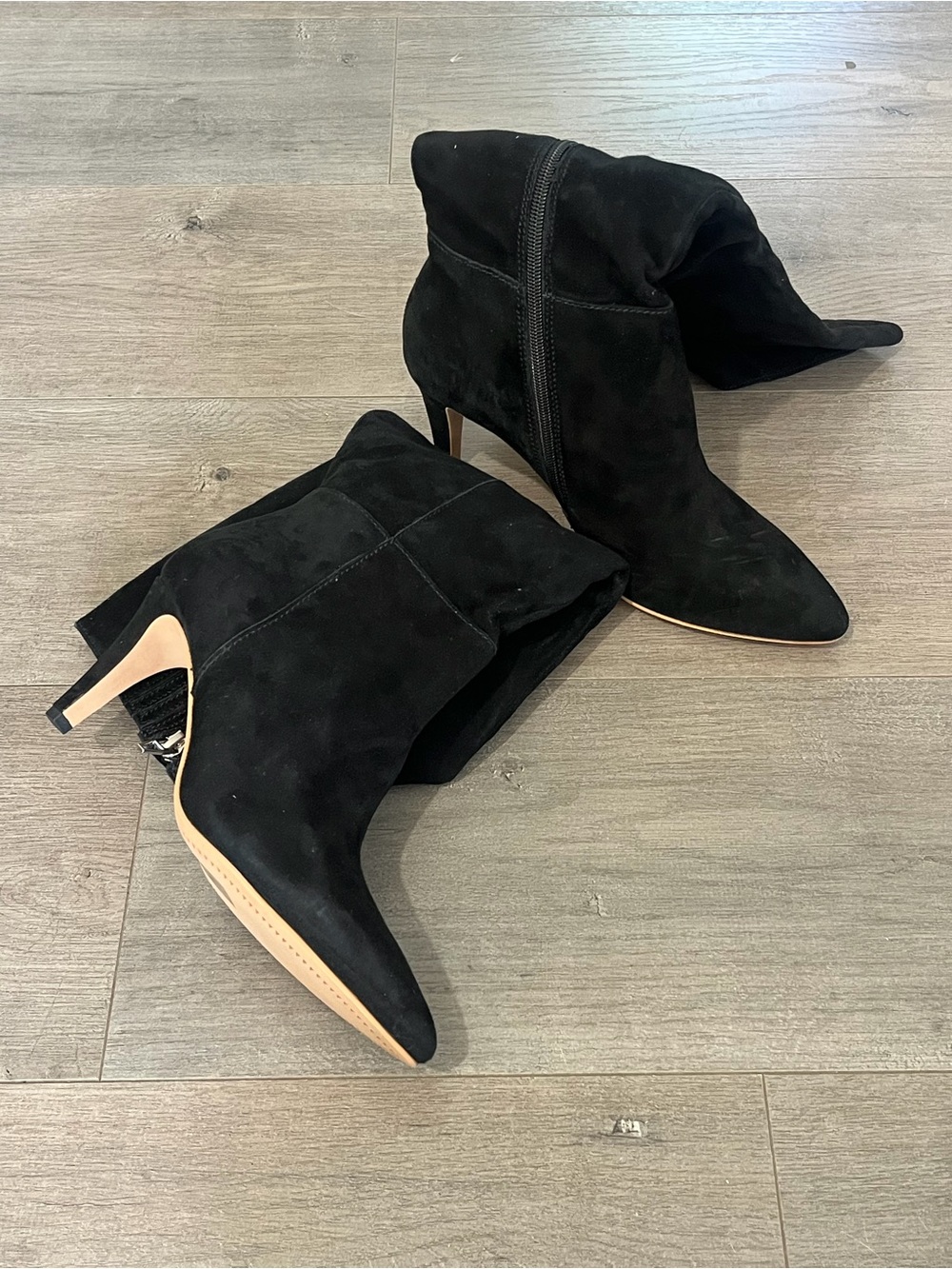 Dolce Vita Black Suede Pointed-Toe Stiletto Ankle Boots